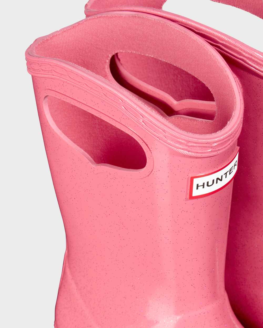 Hunter Original First Classic Grab Handle Gloss Kids Rain Boots NZ-45374X Pink